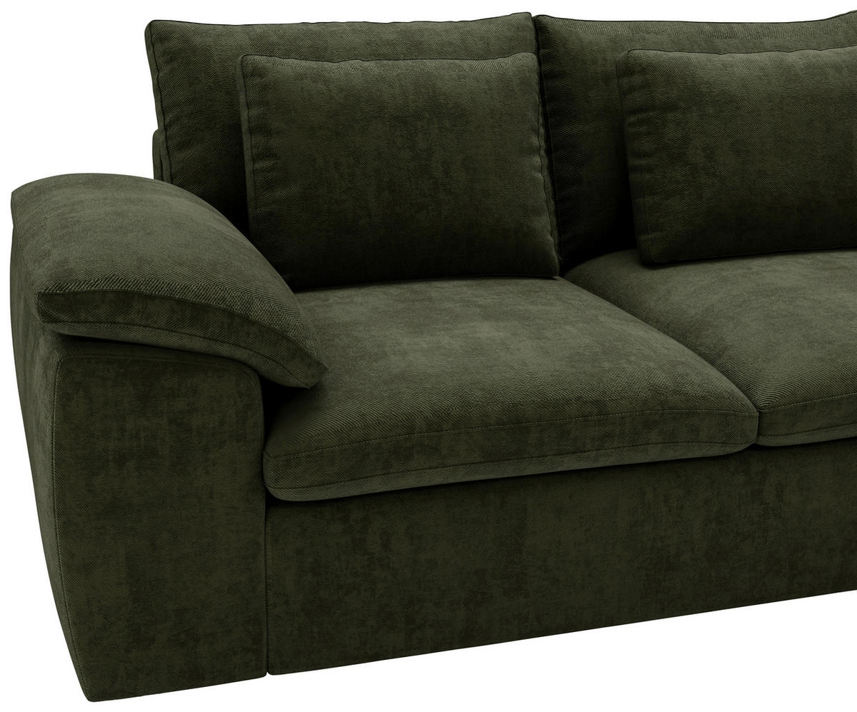 ECKSOFA Chenille Grün  - Schwarz/Grau, Design, Kunststoff/Textil (289/216cm) - Livetastic