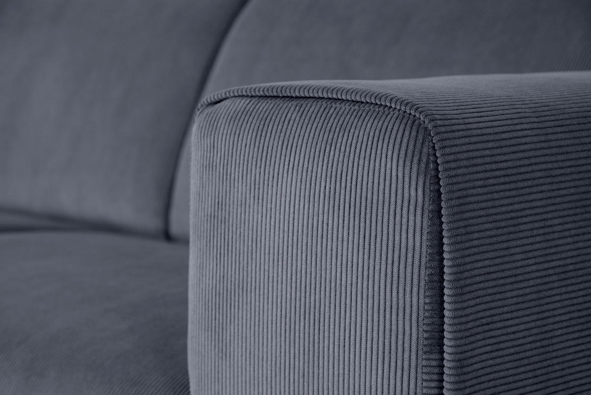ECKSOFA ERNO in Cord Graublau  262/183 cm  - Graublau/Schwarz, Design, Textil/Metall (262/183cm) - MID.YOU
