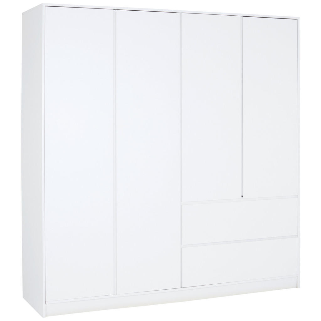 Drehtürenschrank Grifflos 195cm Basit Weiß