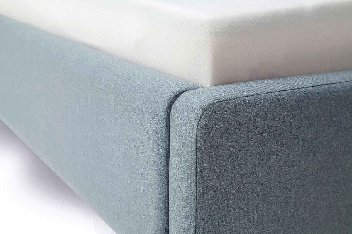 POLSTERBETT Bettkasten, Lattenroste Hellblau 140/200 cm  - Blau/Eichefarben, Design, Holz/Textil (140/200cm) - Livetastic