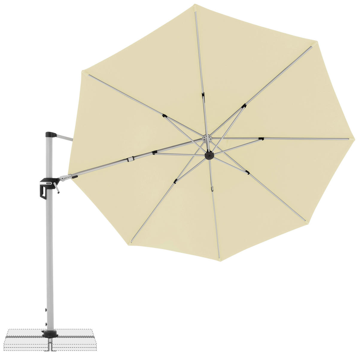 AMPELSCHIRM 370 cm Naturfarben  - Silberfarben/Naturfarben, Basics, Textil/Metall (370cm) - Doppler