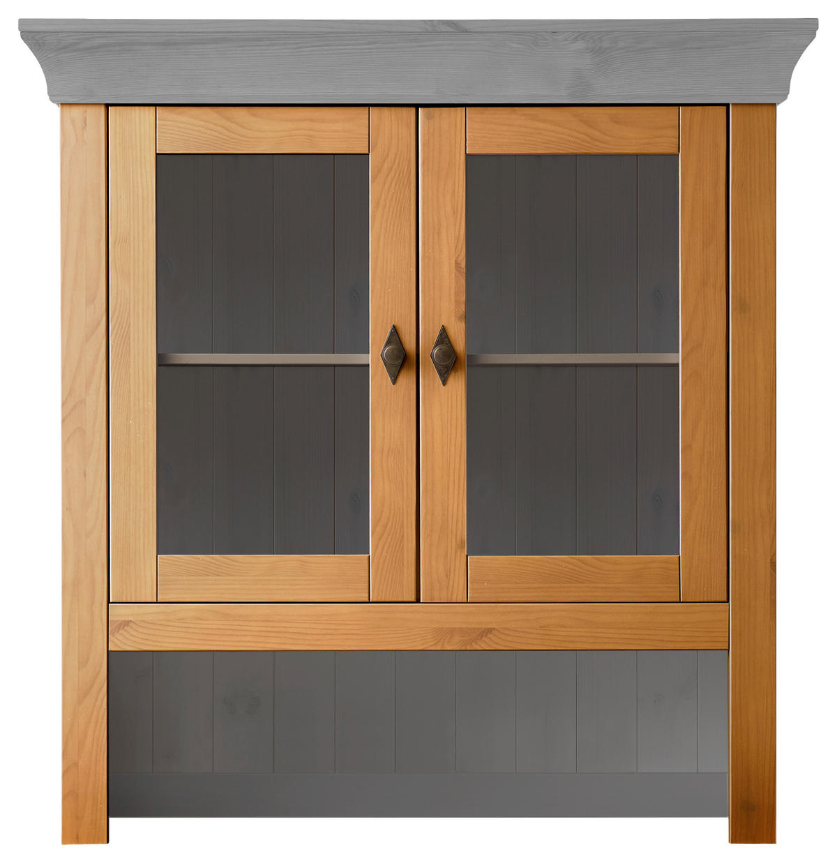 BUFFETAUFSATZ - Laugenfarbig/Grau, ROMANTIK / LANDHAUS, Glas/Holz (108/112/32cm) - Boxxx