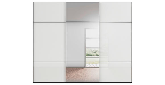 SCHWEBETÜRENSCHRANK 301/223/68 cm 3-türig Schwarz, Weiß - Chromfarben/Schwarz, KONVENTIONELL, Glas/Holzwerkstoff (301/223/68cm) - Novel