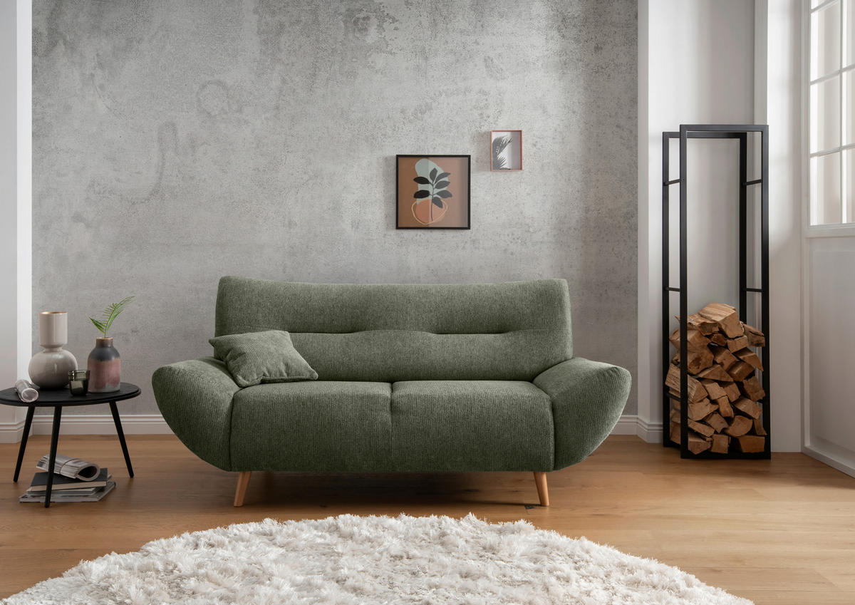 2-SITZER-SOFA in Chenille Dunkelgrün  - Wildeiche/Dunkelgrün, Modern, Holz/Textil (173/81/90cm) - MID.YOU