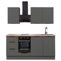 KÜCHENBLOCK Multan  in Graphitfarben  - Schwarz/Graphitfarben, Basics, Holzwerkstoff/Metall (180/210/60cm) - Carryhome