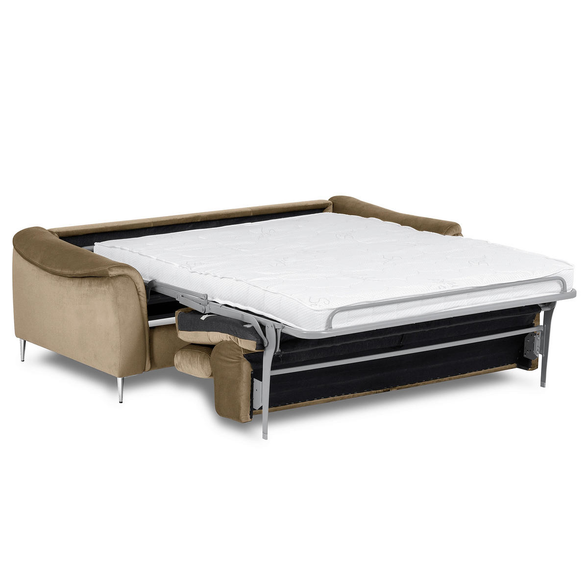 SCHLAFSOFA PAFOS in Samt Hellbraun  - Chromfarben/Hellbraun, Design, Textil/Metall (203/77-98/103cm) - MID.YOU