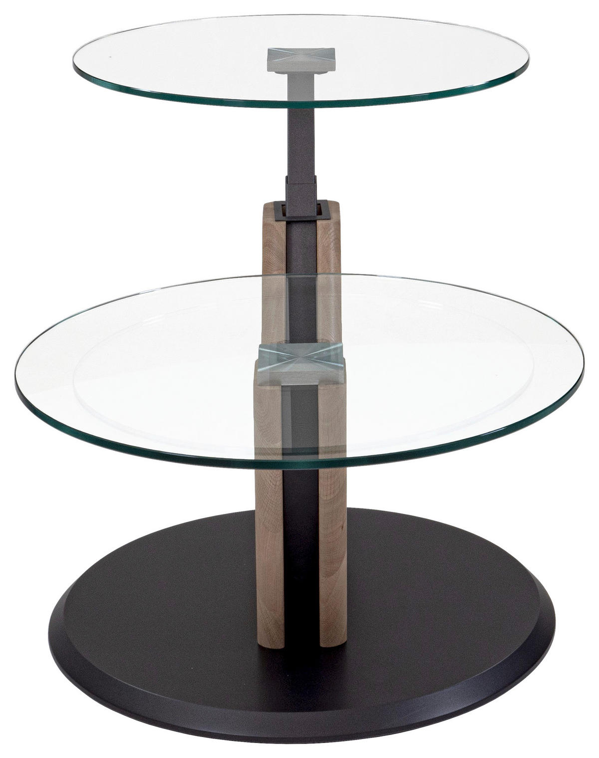 COUCHTISCH Wildeiche massiv ESG, Klarglas 110/60/45-62 cm rund Anthrazit, Wildeiche  - Wildeiche/Anthrazit, Natur, Glas/Holz (110/60/45-62cm) - Venda