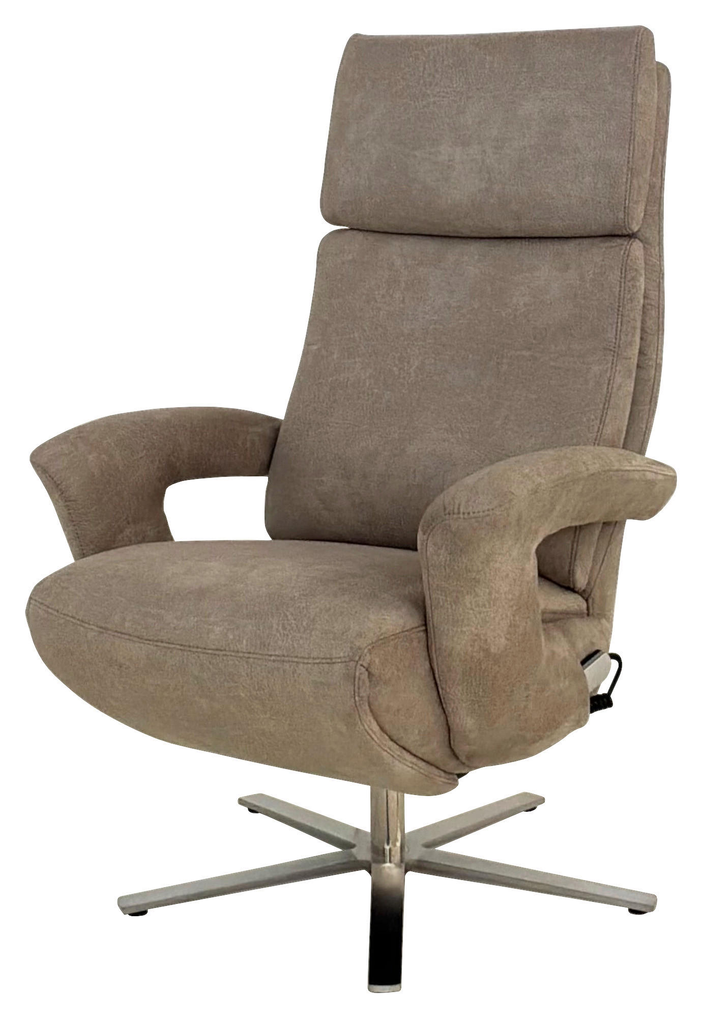 RELAXSESSEL Mikrofaser    - Edelstahlfarben/Beige, Design, Textil/Metall (80/122/90cm) - Cantus