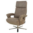 RELAXSESSEL Mikrofaser    - Edelstahlfarben/Beige, Design, Textil/Metall (80/122/90cm) - Cantus