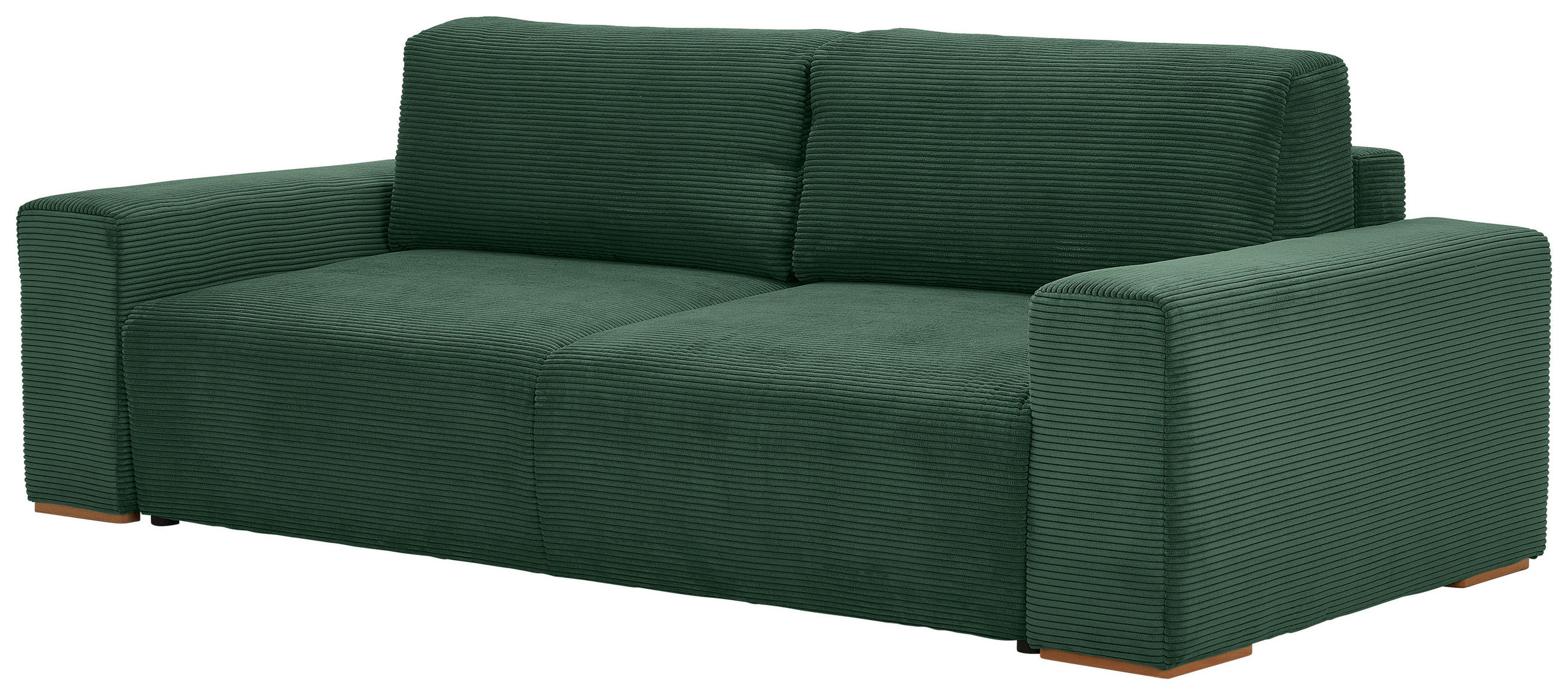 SCHLAFSOFA in Cord Grün  - Buchefarben/Schwarz, Konventionell, Holz/Kunststoff (255/86/123cm) - Livetastic