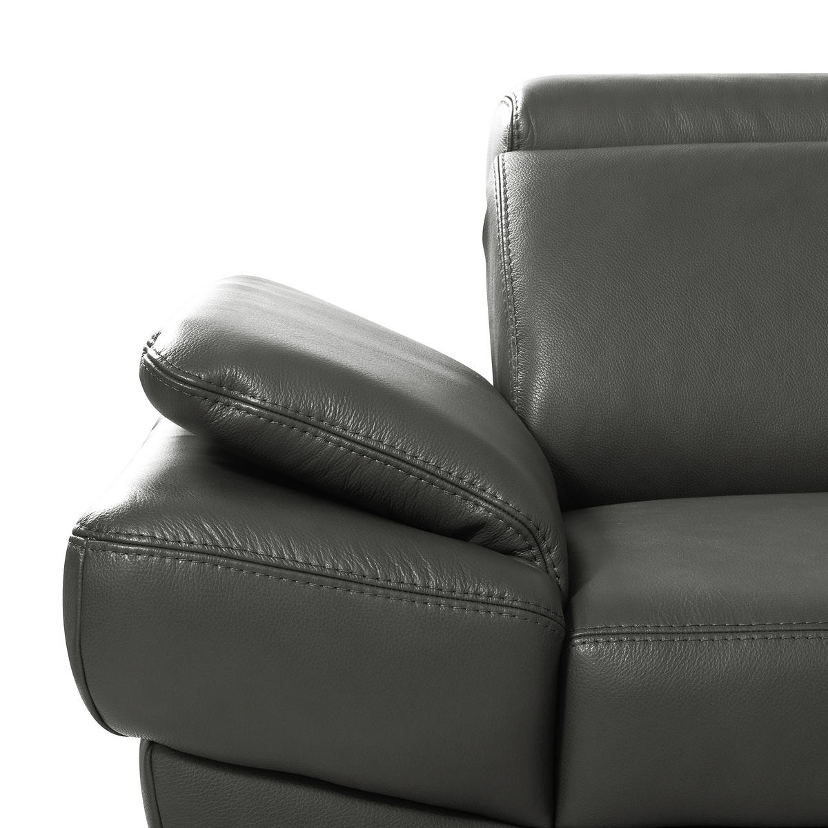 ECKSOFA Lederlook Echtleder Anthrazit  - Anthrazit/Schwarz, Design, Leder/Textil (264/211cm) - Livetastic