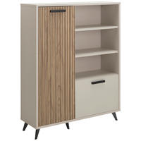 VISOKA KOMODA, barve hrasta, bež  - temno siva/barve hrasta, Moderno, kovina/leseni material (110/132/35cm) - Xora