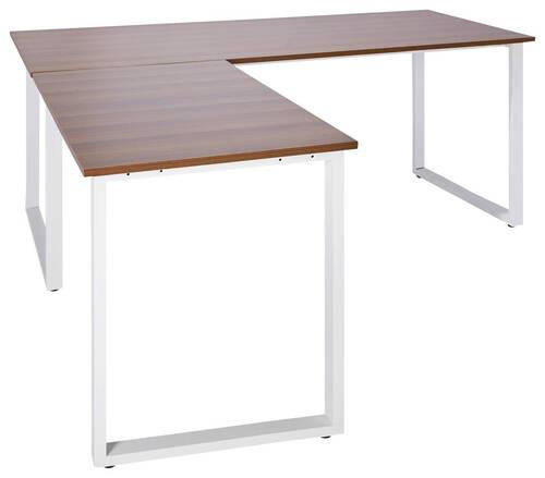 ECKSCHREIBTISCH 180/180/75,5 cm  in Weiß, Walnussfarben  - Walnussfarben/Weiß, Basics, Holzwerkstoff/Metall (180/180/75,5cm) - MID.YOU