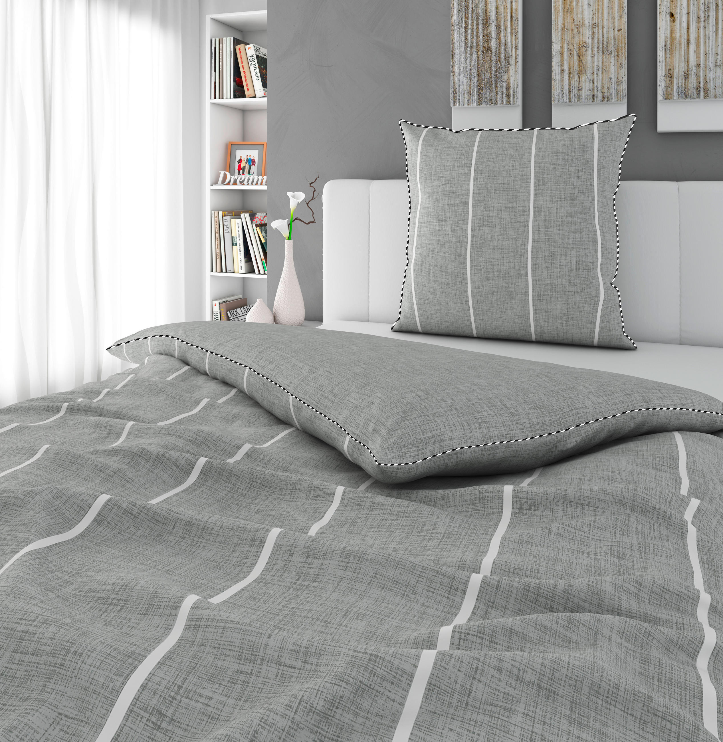 WENDEBETTWÄSCHE 155/220 cm Crest Renforcé  - Silberfarben, KONVENTIONELL, Textil (155/220cm) - Novel