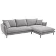 ECKSOFA  in Webstoff Grau  304/196 cm  - Schwarz/Grau, KONVENTIONELL, Textil/Metall (304/196cm) - Hom`in