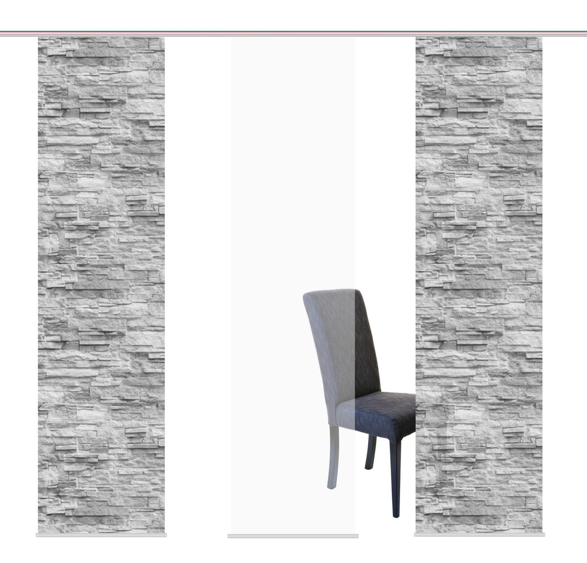 FLÄCHENVORHANG 3ER SET in Anthrazit halbtransparent  - Anthrazit, Design, Textil (60/245cm) - Schmidt W. Gmbh