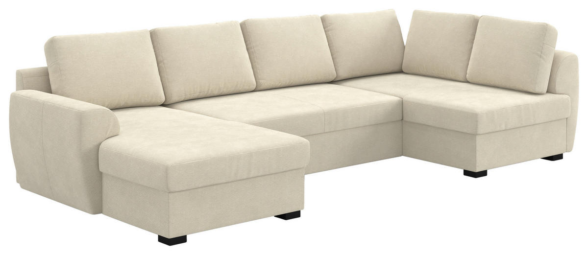 SJEDEĆA GARNITURA tekstil  bež   - bež/crna, Trend, tekstil/plastika (154/327/86cm) - MID.YOU