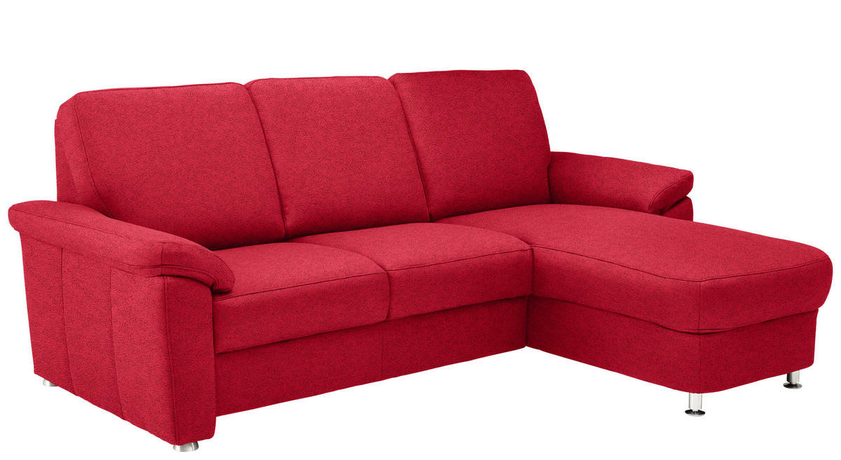 ECKSOFA in Webstoff Hellrot  - Chromfarben/Hellrot, Konventionell, Textil/Metall (220/163cm) - Beldomo System