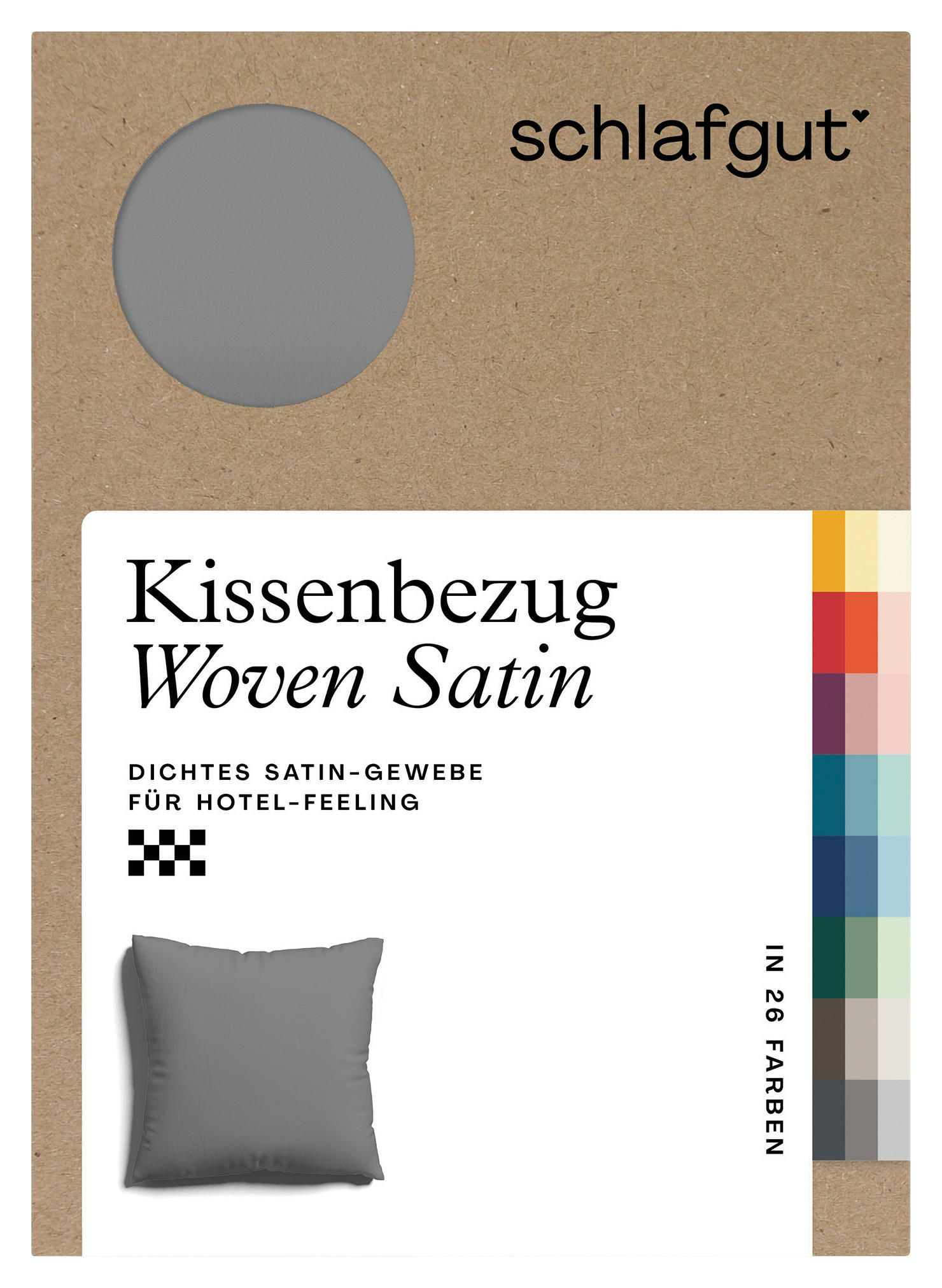 Schlafgut Kopfkissenbezug Woven Satin Grau 80x80 cm