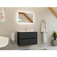 BADEZIMMER 2-teilig  in 80 cm  - Graphitfarben/Weiß, Basics, Keramik/Holzwerkstoff (80cm) - MID.YOU