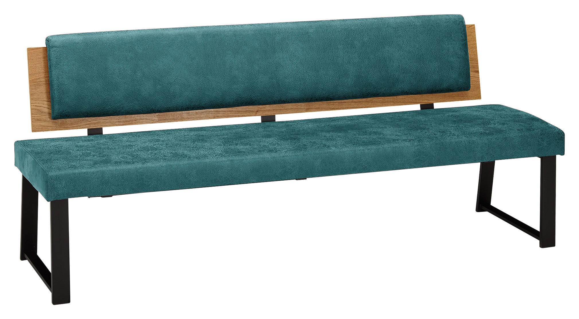 SITZBANK Holz, Textil Türkis  - Türkis/Schwarz, Design, Holz/Textil (160/85/60cm) - Venda