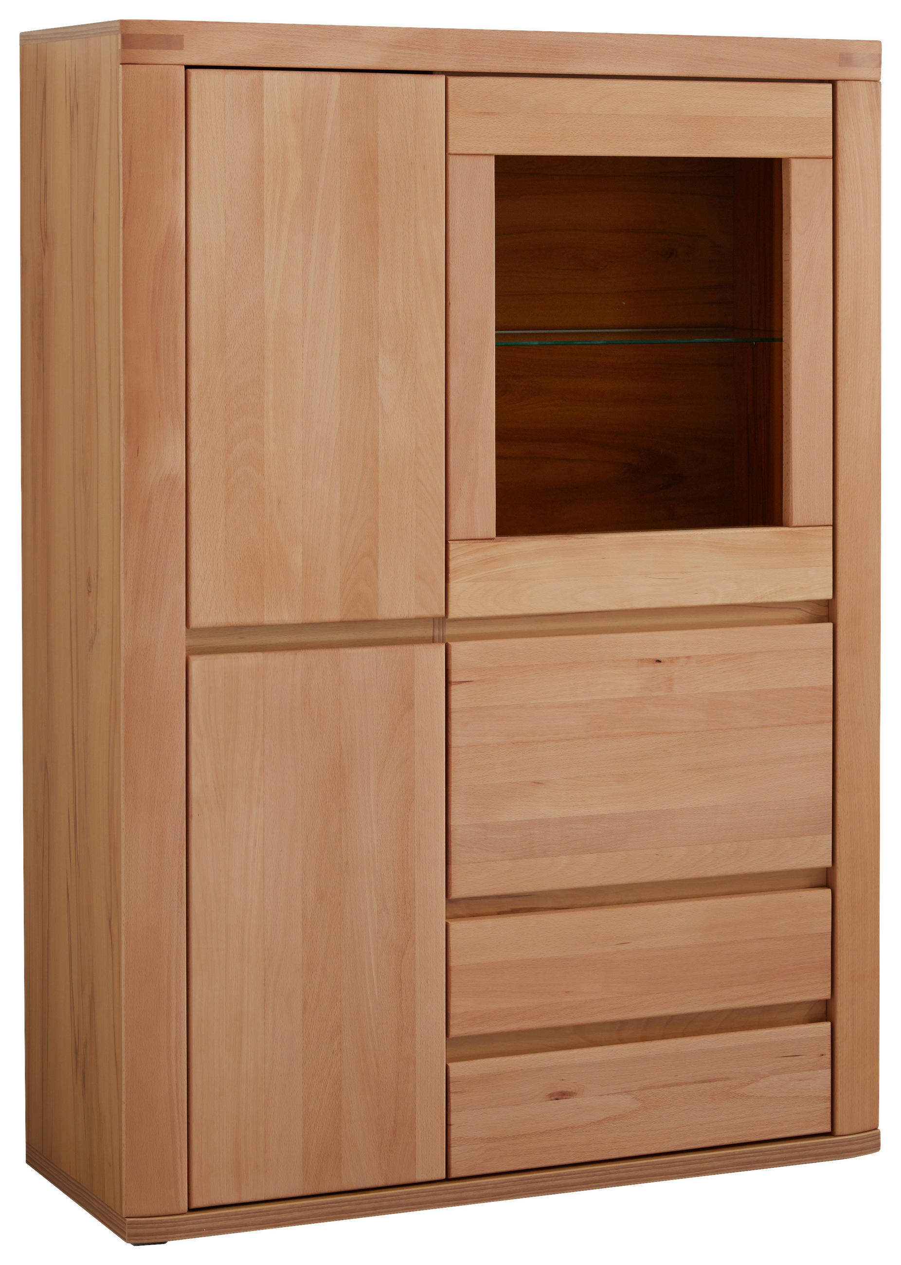 HIGHBOARD  in 99/140/38 cm  - Kernbuche/Grau, KONVENTIONELL, Glas/Holz (99/140/38cm) - Voleo