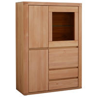 HIGHBOARD  in 99/140/38 cm  - Kernbuche/Grau, KONVENTIONELL, Glas/Holz (99/140/38cm) - Voleo