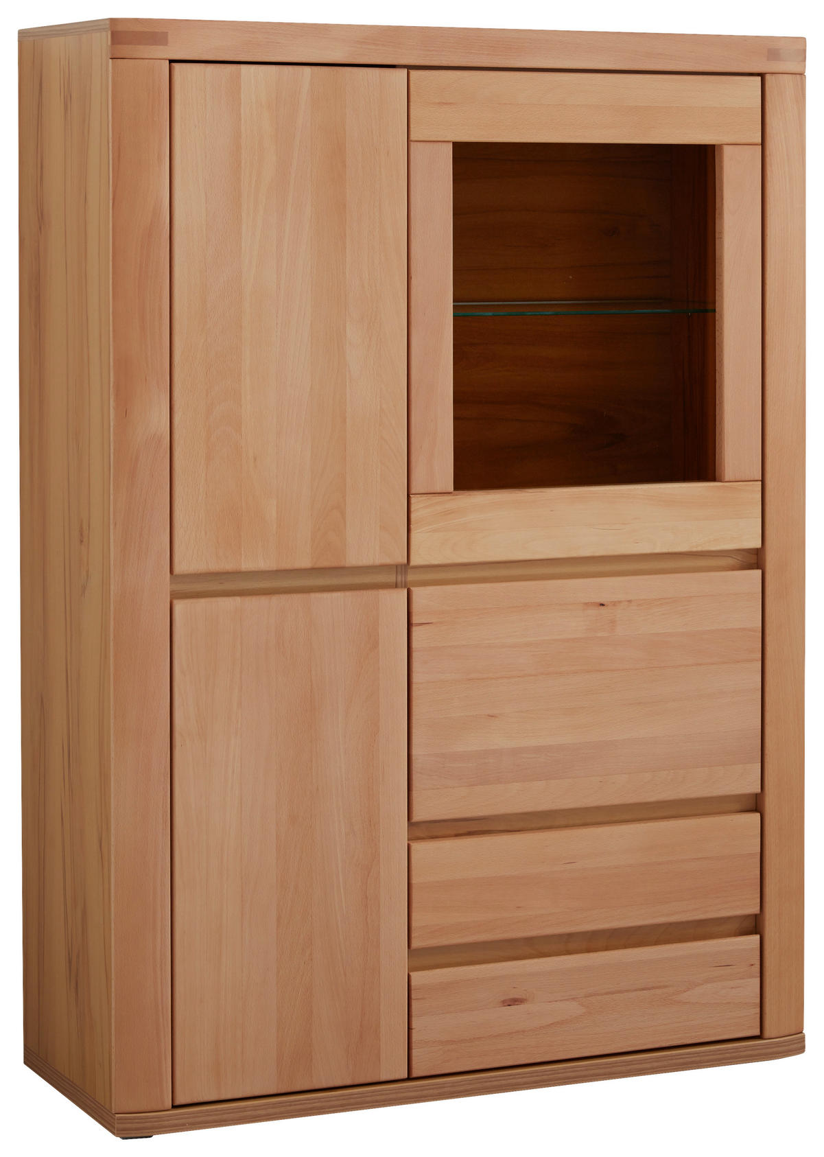HIGHBOARD  in 99/140/38 cm  - Kernbuche/Grau, KONVENTIONELL, Glas/Holz (99/140/38cm) - Voleo