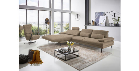 ECKSOFA in Velours Hellbraun 180/310 cm - Hellbraun/Schwarz, Design, Textil/Metall (180/310cm) - Dieter Knoll
