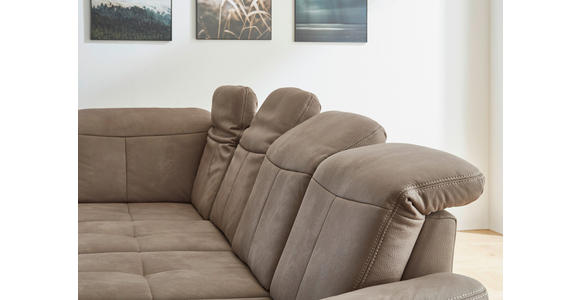 WOHNLANDSCHAFT Graubraun Mikrofaser - Wildeiche/Graubraun, KONVENTIONELL, Holz/Textil (243/343/185cm) - Voleo
