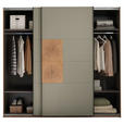 SCHWEBETÜRENSCHRANK  in Salbeigrün, Eiche Artisan  - Salbeigrün/Schwarz, KONVENTIONELL, Holzwerkstoff/Metall (240/225,5/63,7cm) - Xora