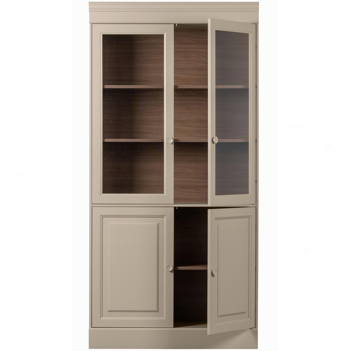 VITRINE  in massiv Kiefer Grau  - Grau, Design, Holz (105/215/40cm) - Livetastic