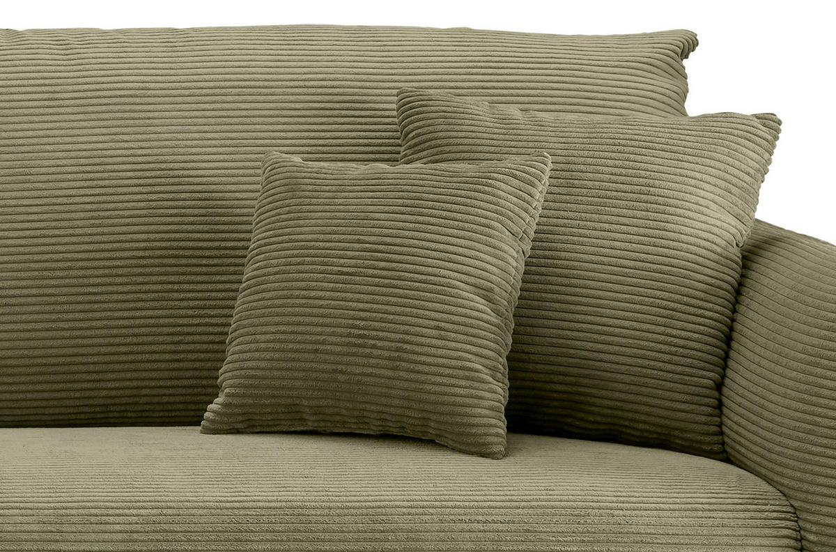 Wohnlandschaft in Cord Olivgrün  - Schwarz/Olivgrün, Design, Textil/Metall (178/264cm) - Livetastic