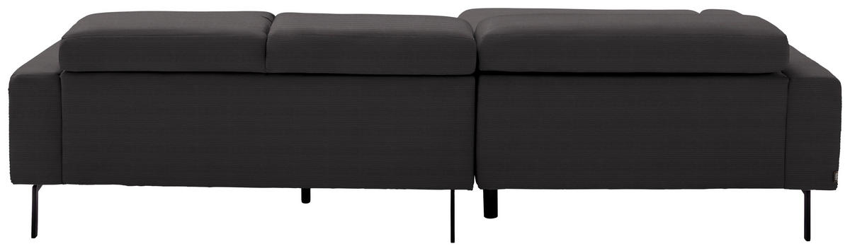 ECKSOFA Cord Dunkelbraun  - Dunkelbraun/Schwarz, Design, Textil/Metall (293/215-217cm) - Schöner Wohnen