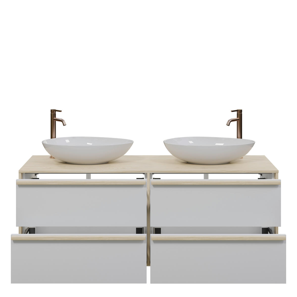WASCHTISCHKOMBI 165,1 cm  - Eichefarben/Weiß, MODERN, Holz/Keramik (165,1cm) - Celina Home