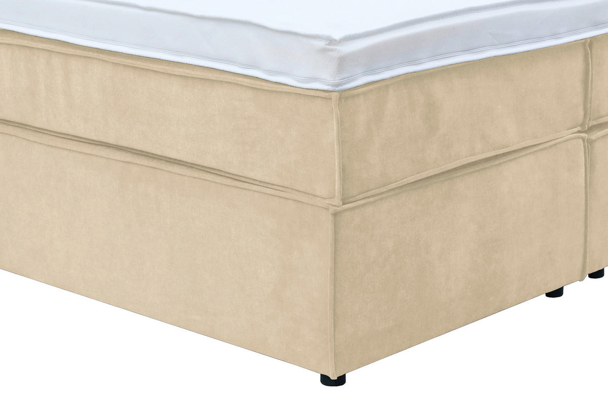 BOXSPRINGBETT 180/200 cm  in Creme  - Creme/Schwarz, Konventionell, Kunststoff/Textil (180/200cm) - Boxxx