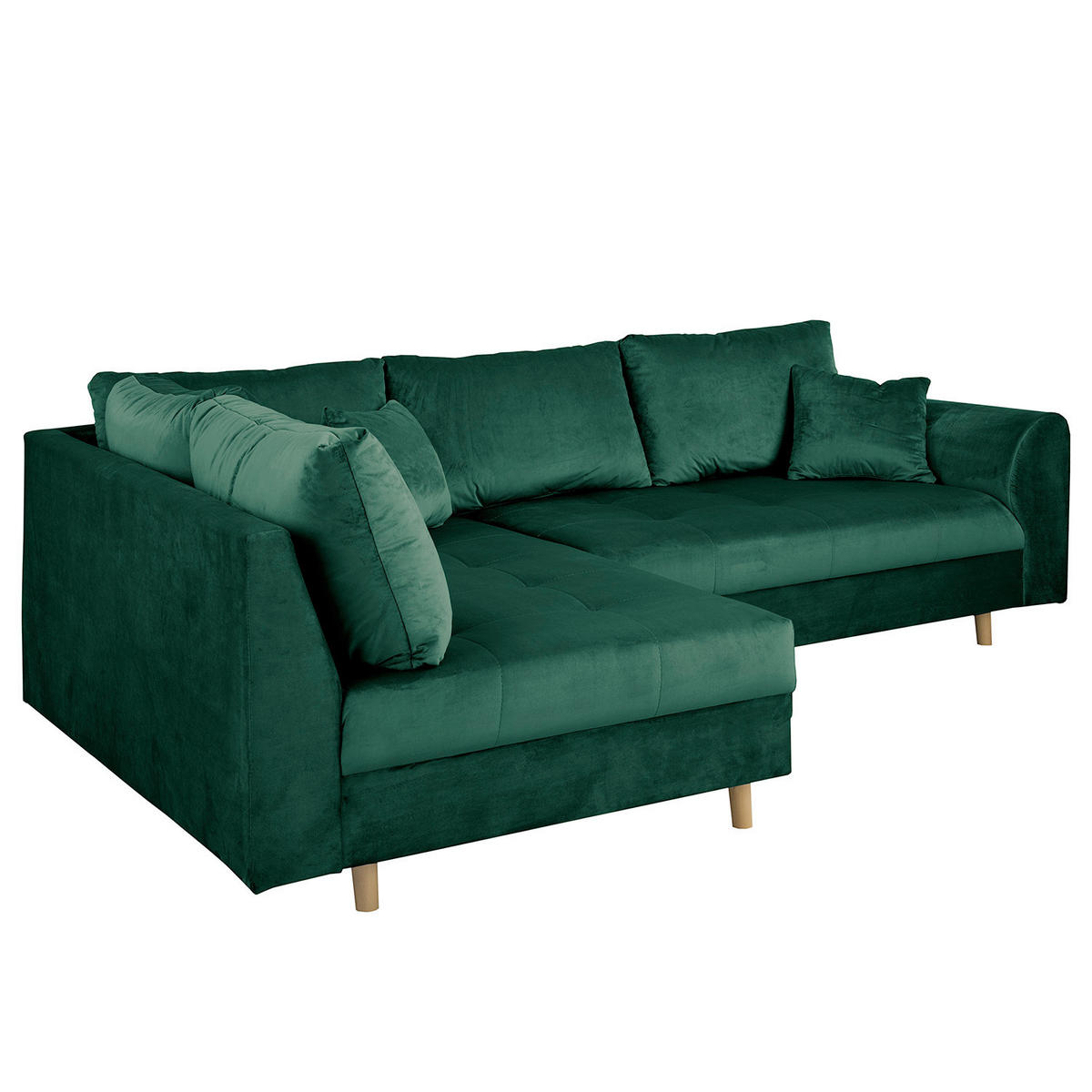 ECKSOFA inkl. Hocker Ariella in Samt Grün  161/231 cm  - Naturfarben/Grün, Design, Holz/Textil (161/231cm) - Livetastic