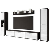 WOHNWAND 4-teilig  in Anthrazit, Weiß Hochglanz  240/130/31 cm  - Weiß Hochglanz/Anthrazit, Basics, Holzwerkstoff/Kunststoff (240/130/31cm) - MID.YOU