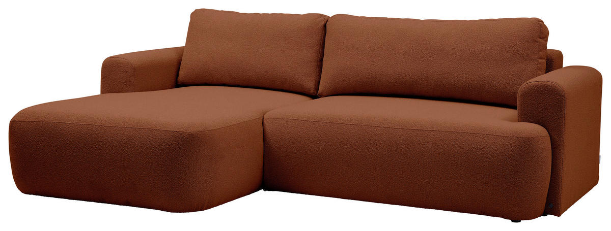 ECKSOFA Rostfarben Bouclé Rückenkissen, Rücken echt  - Rostfarben/Schwarz, KONVENTIONELL, Kunststoff/Textil (170/257cm) - Tom Tailor