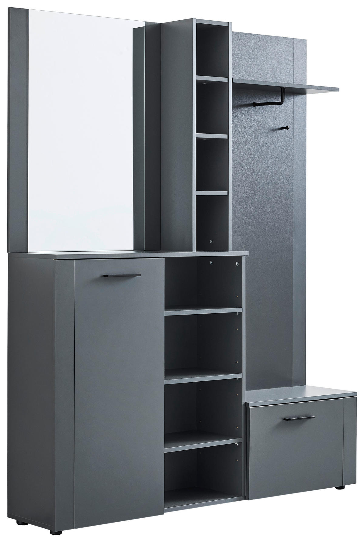 GARDEROBE 4-teilig  in 150/190/32 cm  - Anthrazit/Eiche Artisan, Design, Glas/Holzwerkstoff (150/190/32cm) - MID.YOU