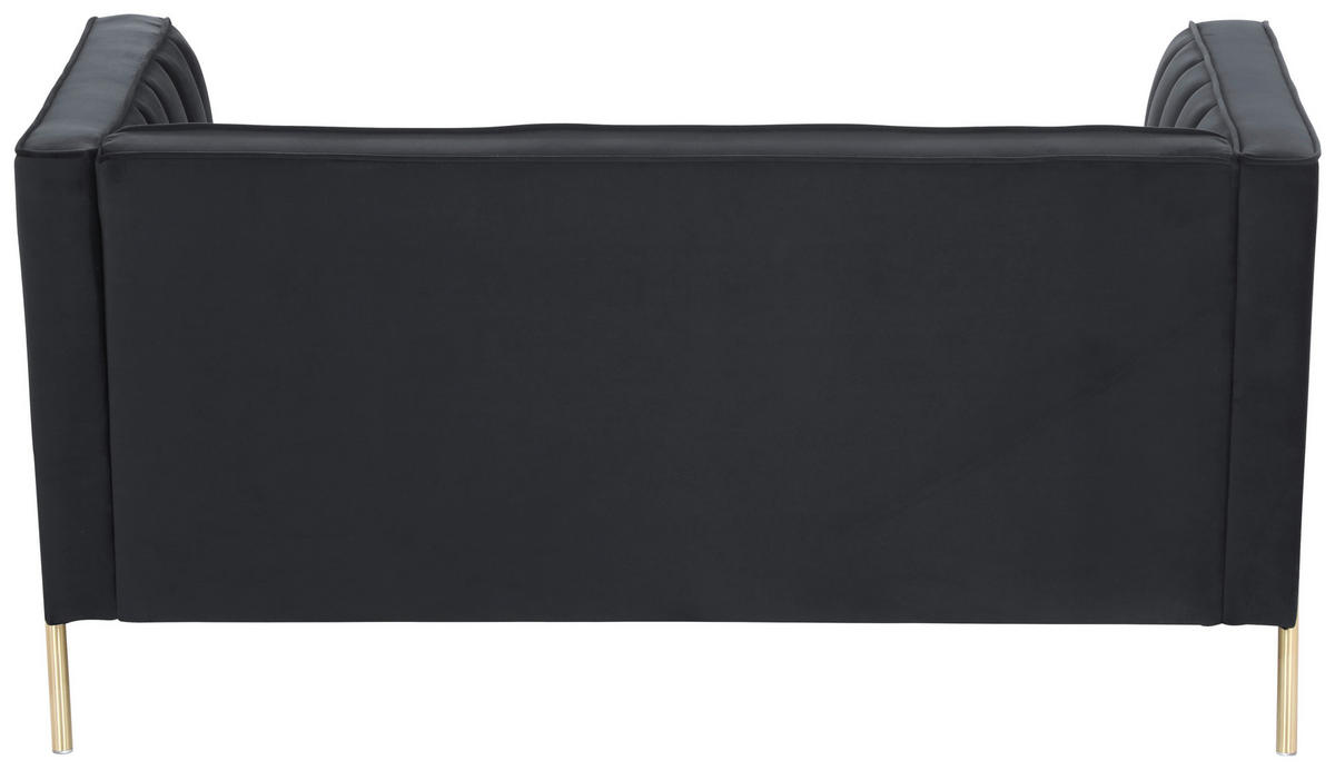 2-SITZER-SOFA Samt Schwarz  - Goldfarben/Schwarz, Design, Textil/Metall (144/75/85cm) - Livetastic