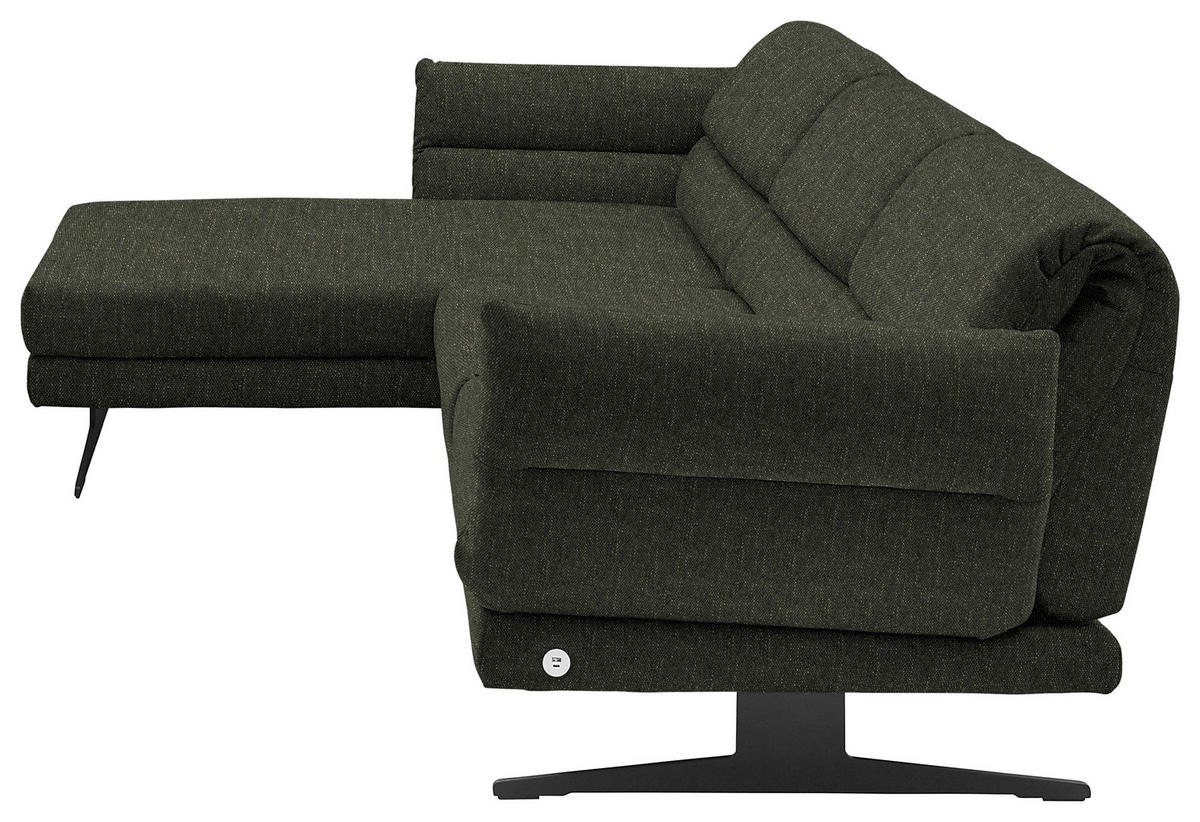 ECKSOFA  in Flachgewebe Dunkelgrün  176-217/279-327 cm  - Dunkelgrün/Schwarz, Design, Textil/Metall (176-217/279-327cm) - Dieter Knoll