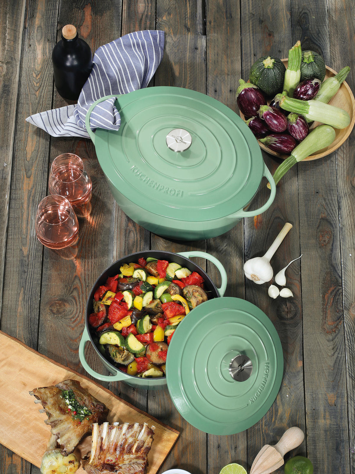 BRATENTOPF PROVENCE 4,2 L  - Jadegrün, Basics, Metall (24/31,5cm) - KÜCHENPROFI