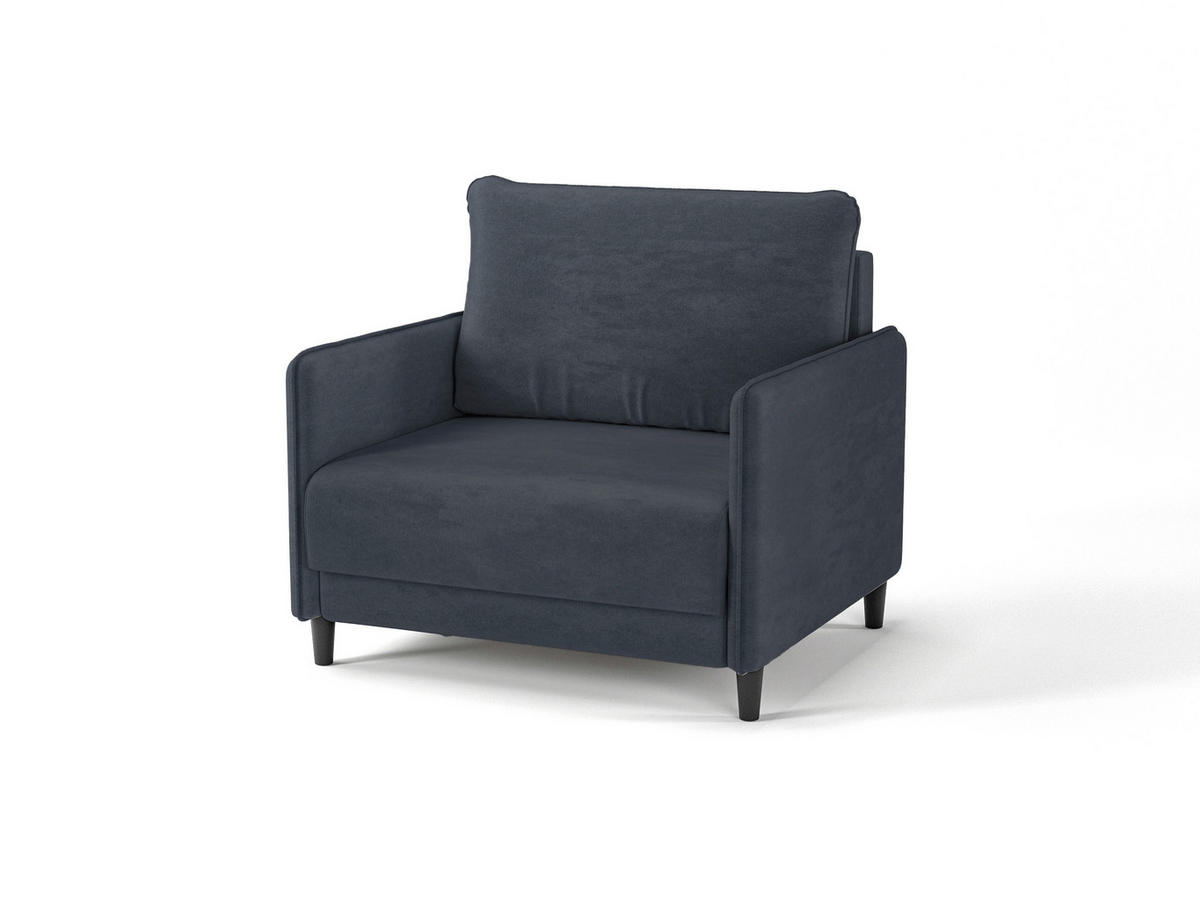 SCHLAFSESSEL ELBA Velours Dunkelblau    - Schwarz/Dunkelblau, Design, Holz/Textil (90/95/95cm) - MID.YOU