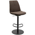 BARHOCKER Flachgewebe Dunkelbraun Stahl Sitzfläche 360° drehbar, Lederauswahl, Stoffauswahl  - Dunkelbraun/Schwarz, Design, Textil/Metall (59/115,5-126/39cm) - Johann Jakob