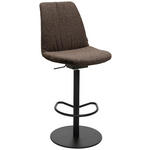 BARHOCKER Flachgewebe Dunkelbraun Stahl Sitzfläche 360° drehbar, Lederauswahl, Stoffauswahl  - Dunkelbraun/Schwarz, Design, Textil/Metall (59/115,5-126/39cm) - Johann Jakob