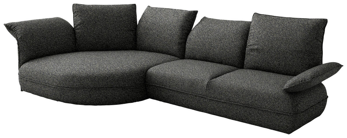 ECKSOFA Chenille Blaugrau  - Blaugrau/Schwarz, Design, Kunststoff/Textil (154/343cm) - Koinor