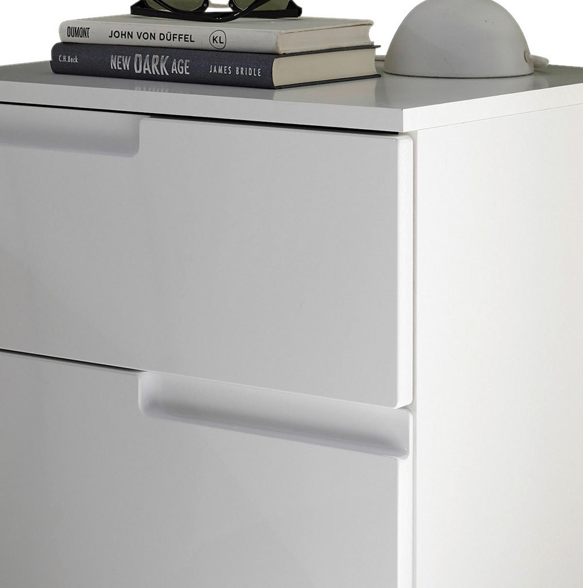 NACHTSCHRANK 46,2/60,9/40 cm  - Weiß Hochglanz/Schwarz, MODERN, Holzwerkstoff/Kunststoff (46,2/60,9/40cm)