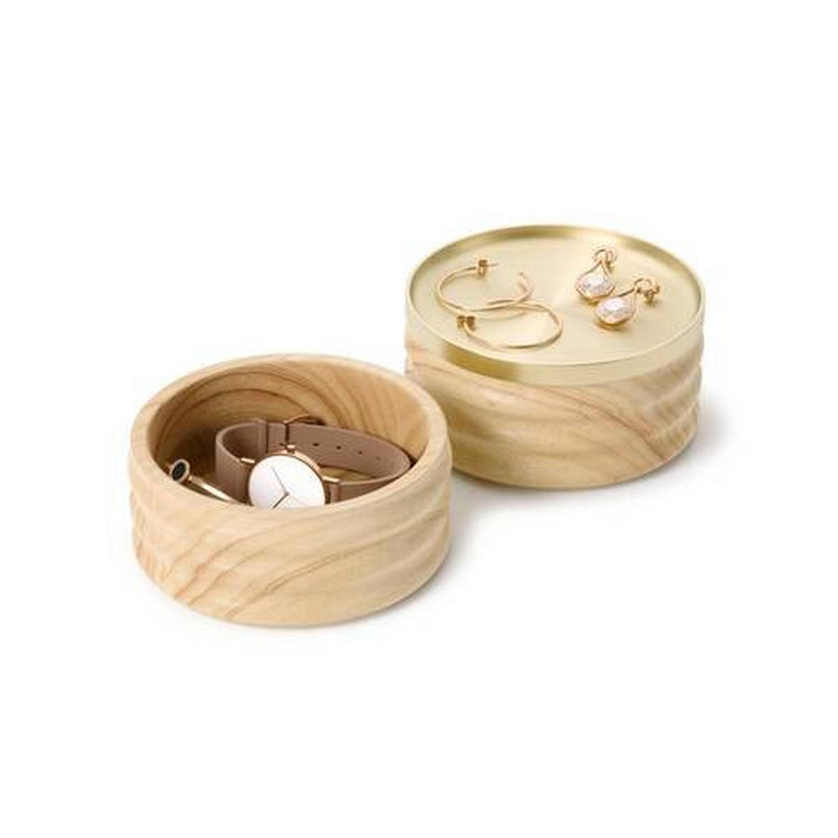 SCHMUCKSCHATULLE - Messingfarben/Kernbuche, KONVENTIONELL, Holz/Metall (12.7/11.7/12cm) - Umbra