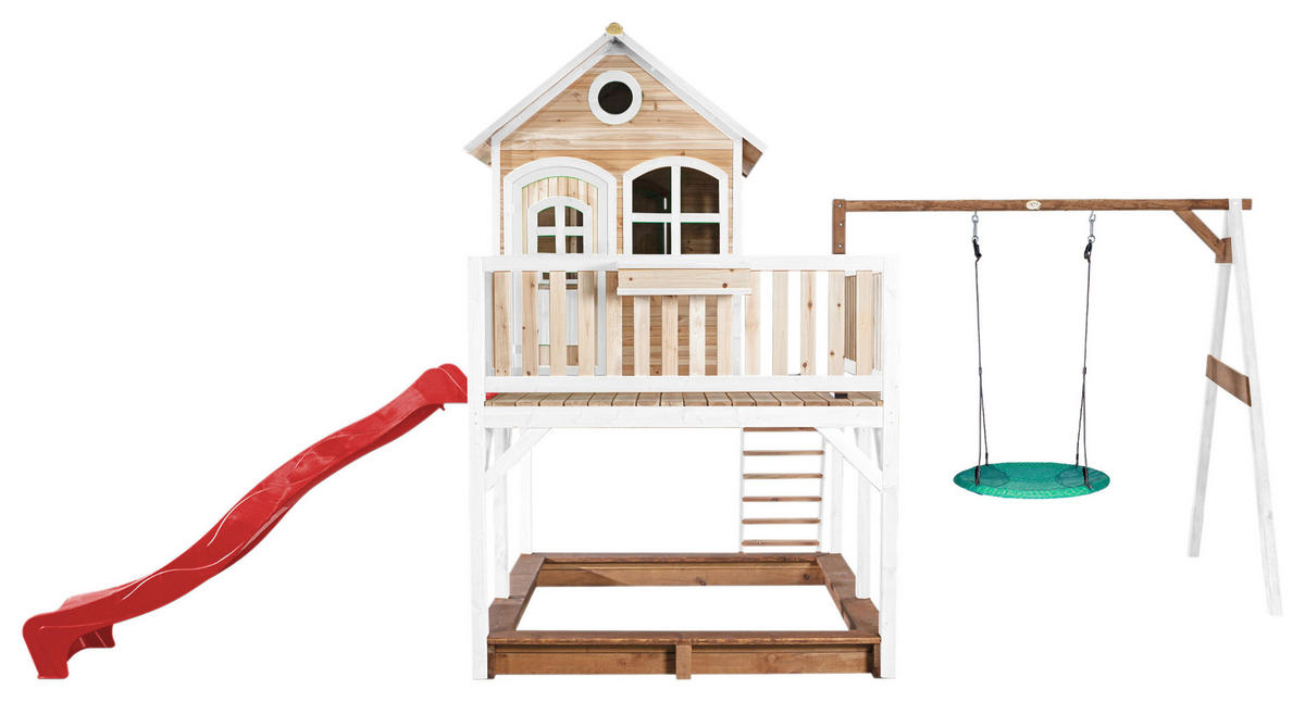 SPIELTURM 613/291/277 cm  - Rot/Braun, KONVENTIONELL, Holz (613/291/277cm) - Ambia Garden